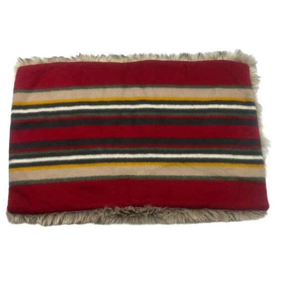 Pottery Barn Pendleton® Yahima Stripe Lumbar Pillow Case Faux Fur Soft Rustic - Picture 1 of 5